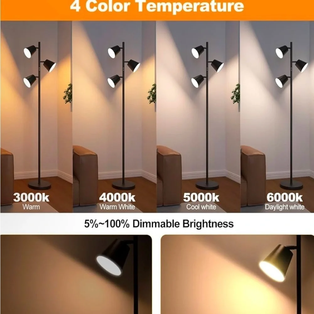 Modern Black Floor Lamp with Remote NIB